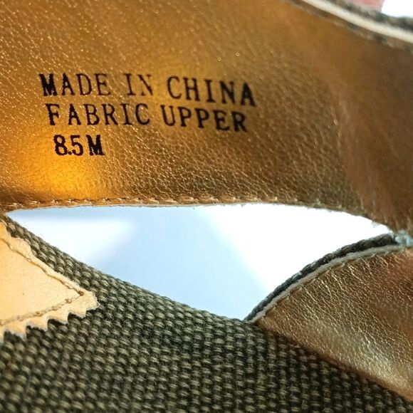 Zinc Women Olive Green Floral Embroidered Wedge Platform Open Toe Sandal sz 8.5 - Picture 9 of 9